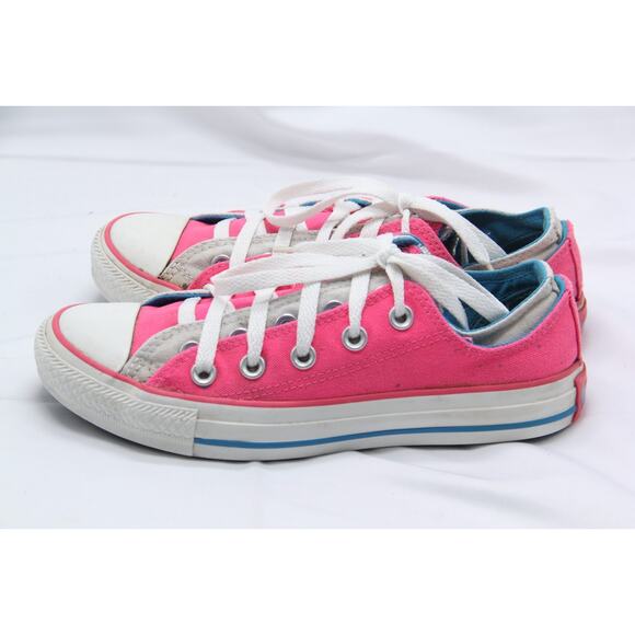 Converse Chuck Taylor All Star Shoes Womens 6 Hot Pink Double Tongue Low Canvas - Picture 6 of 10